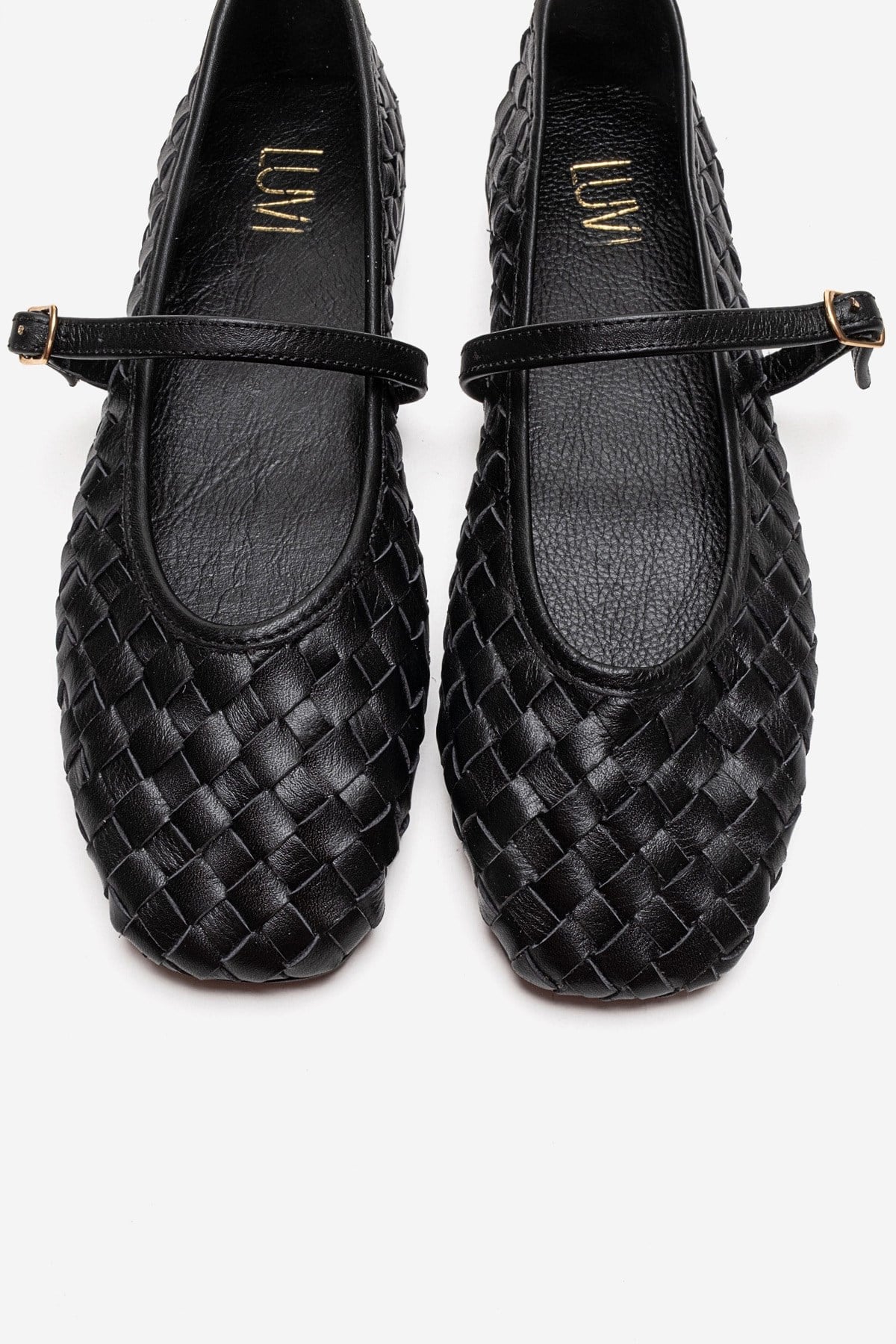 YEVORA - Black Genuine Leather Mary Jane Ballet Flat (Women)