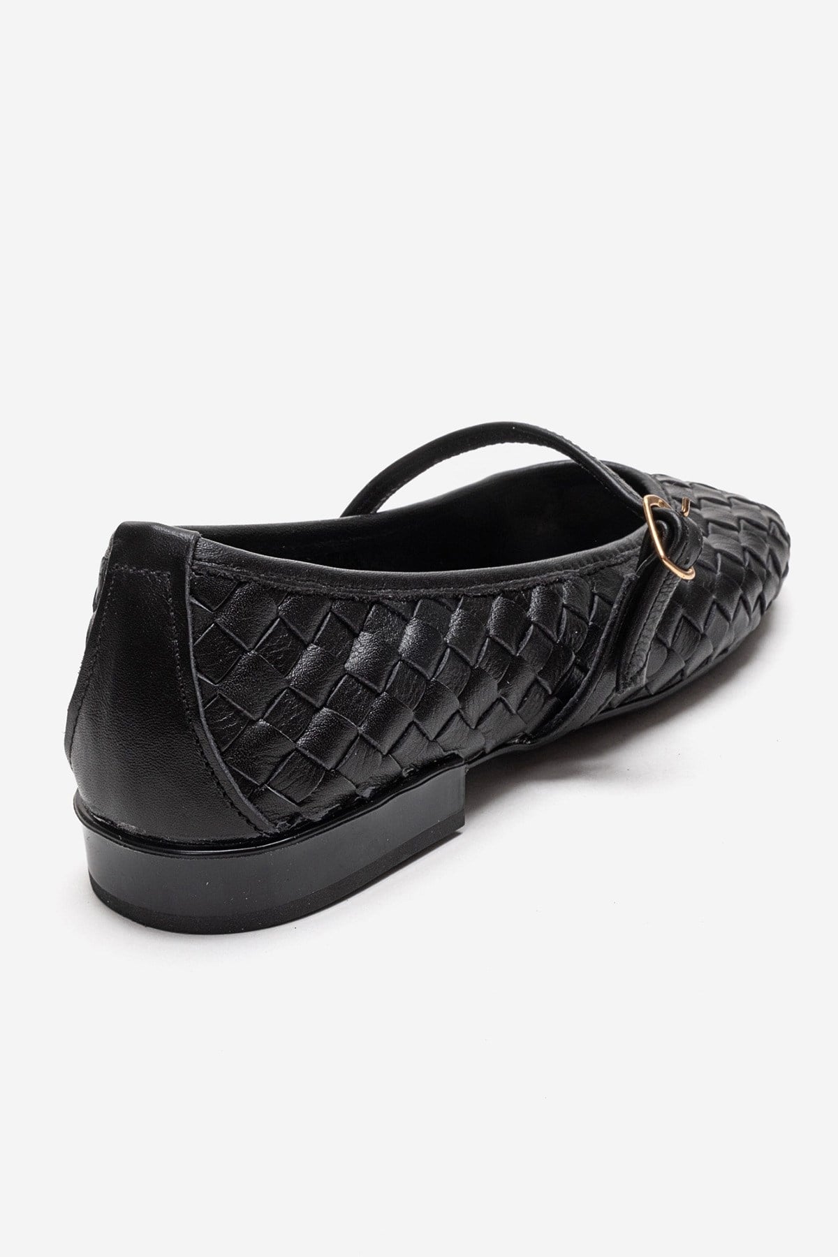YEVORA - Black Genuine Leather Mary Jane Ballet Flat (Women)