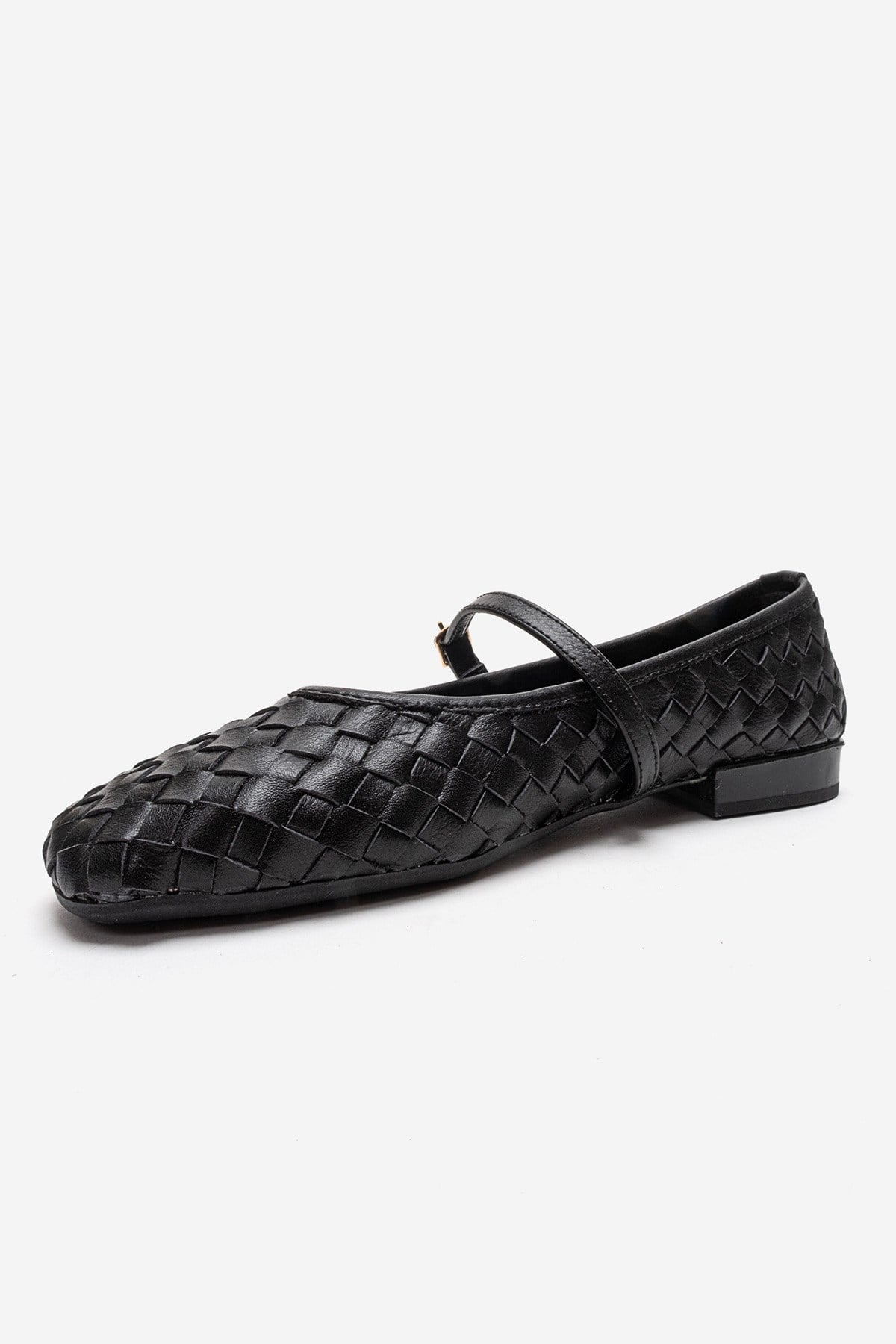 YEVORA - Black Genuine Leather Mary Jane Ballet Flat (Women)