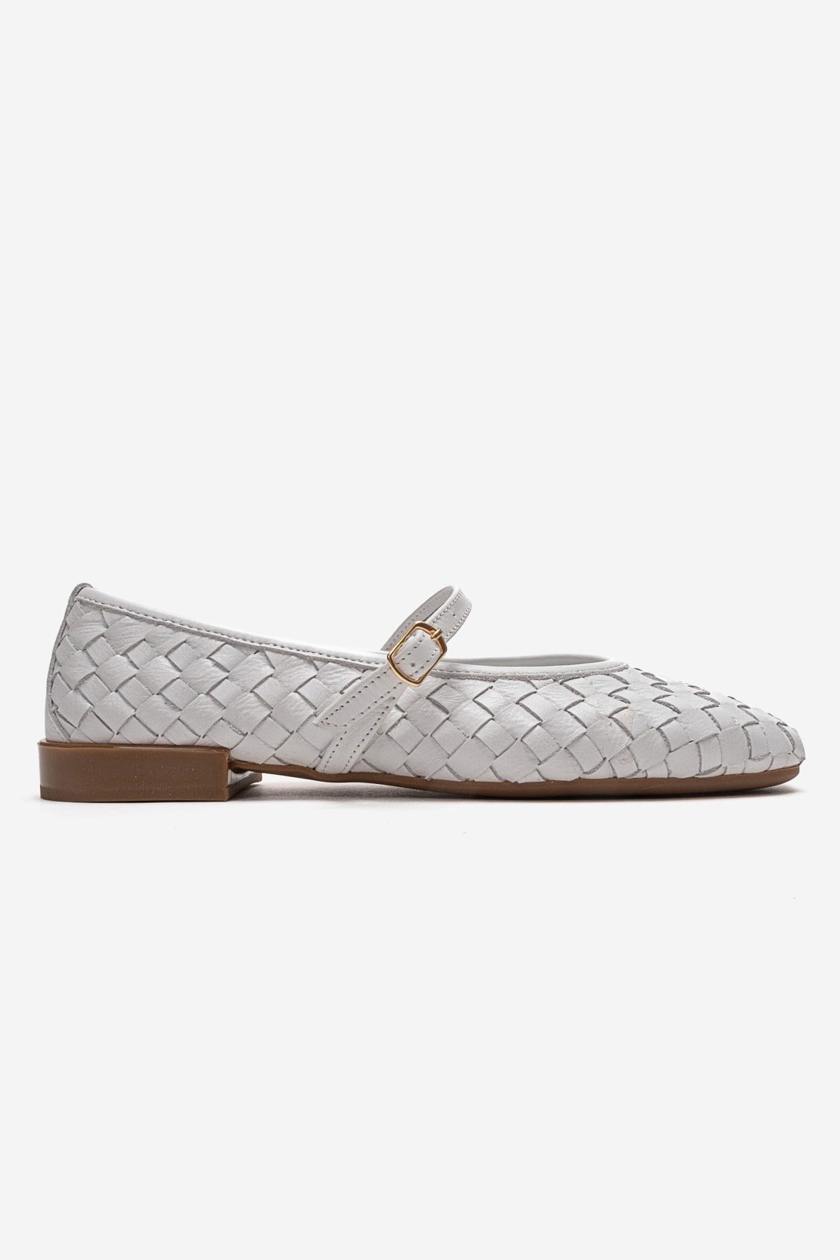 YEVORA - White Genuine Leather Mary Jane Ballet Flat (Women)