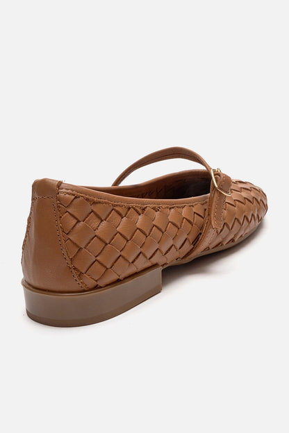YEVORA - Cognac Genuine Leather Mary Jane Ballet Flat (Women)