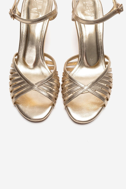DANICA - Gold Thin-Strap Stiletto Heel (Women)