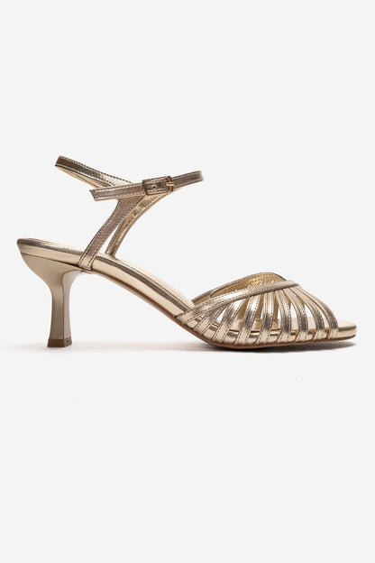 DANICA - Gold Thin-Strap Stiletto Heel (Women)