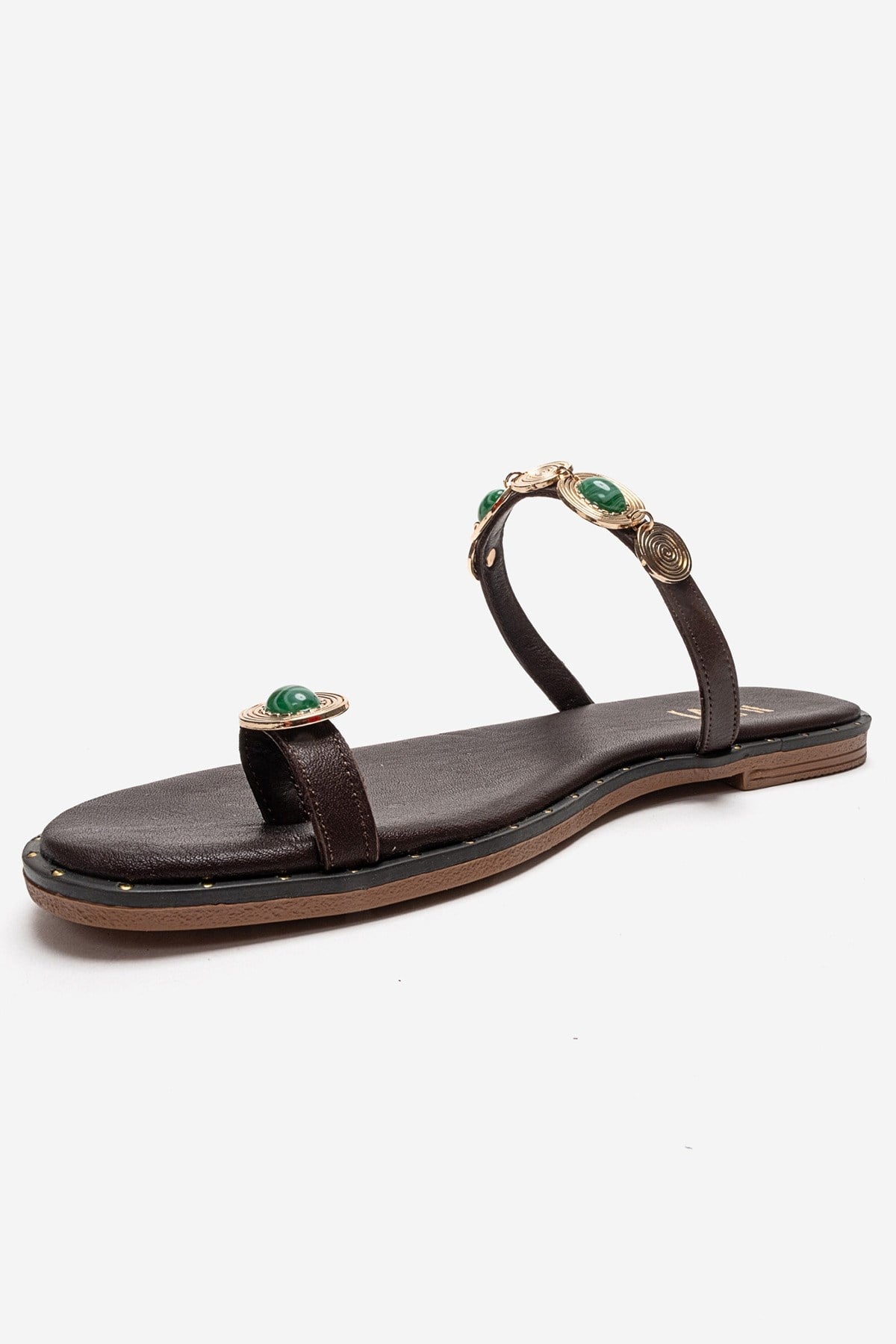 MARTINEZ - Sandalia de tanga de cuero genuino color coñac (mujer)