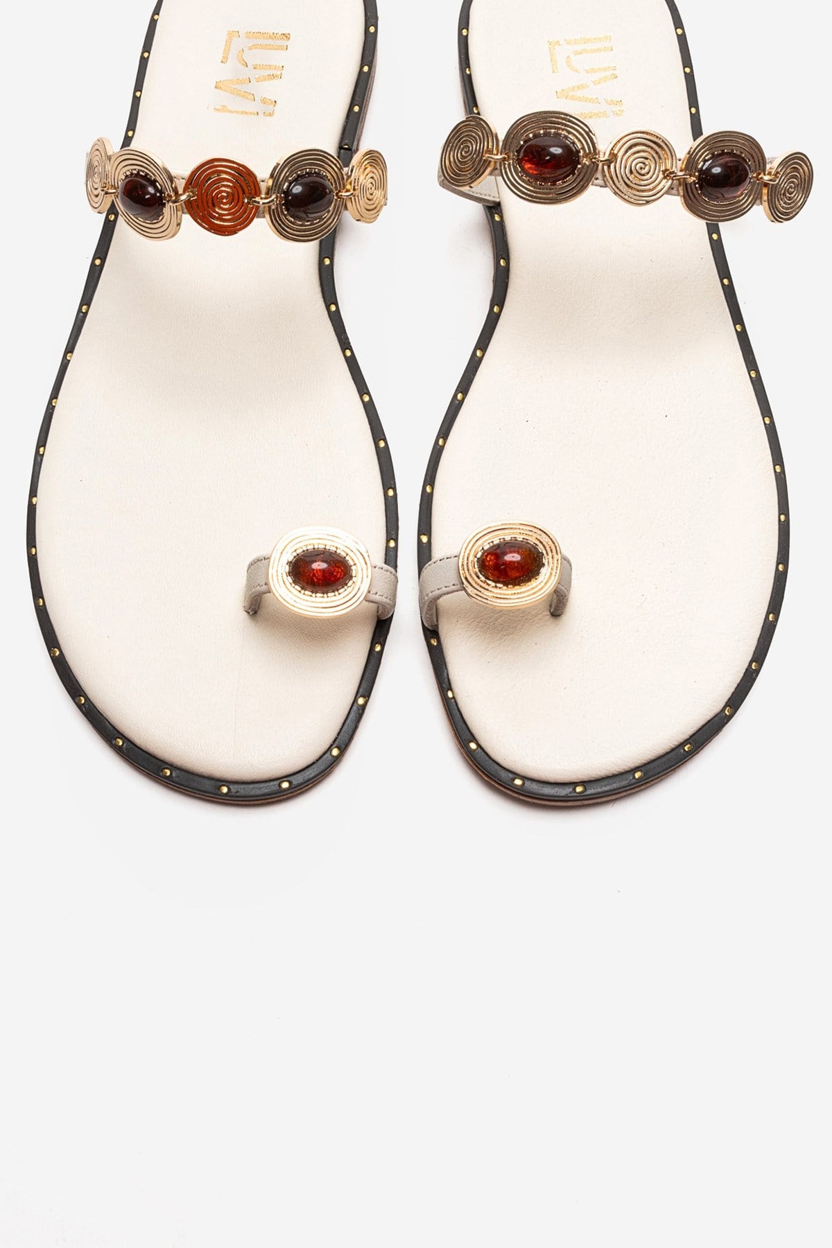 MARTINEZ - Beige Genuine Leather Thong Sandal (Women)