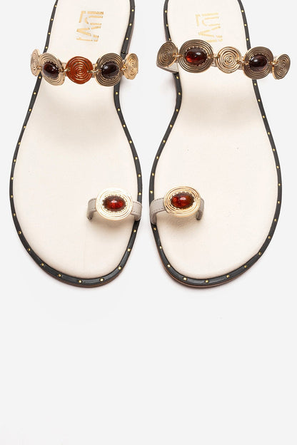 MARTINEZ - Beige Genuine Leather Thong Sandal (Women)