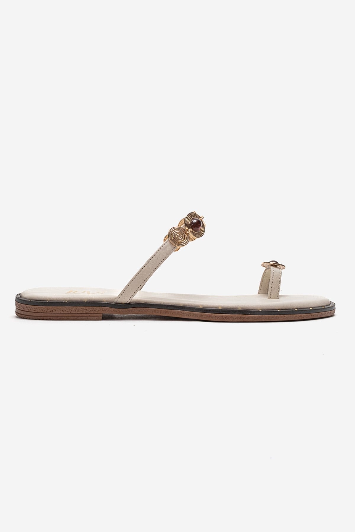 MARTINEZ - Beige Genuine Leather Thong Sandal (Women)