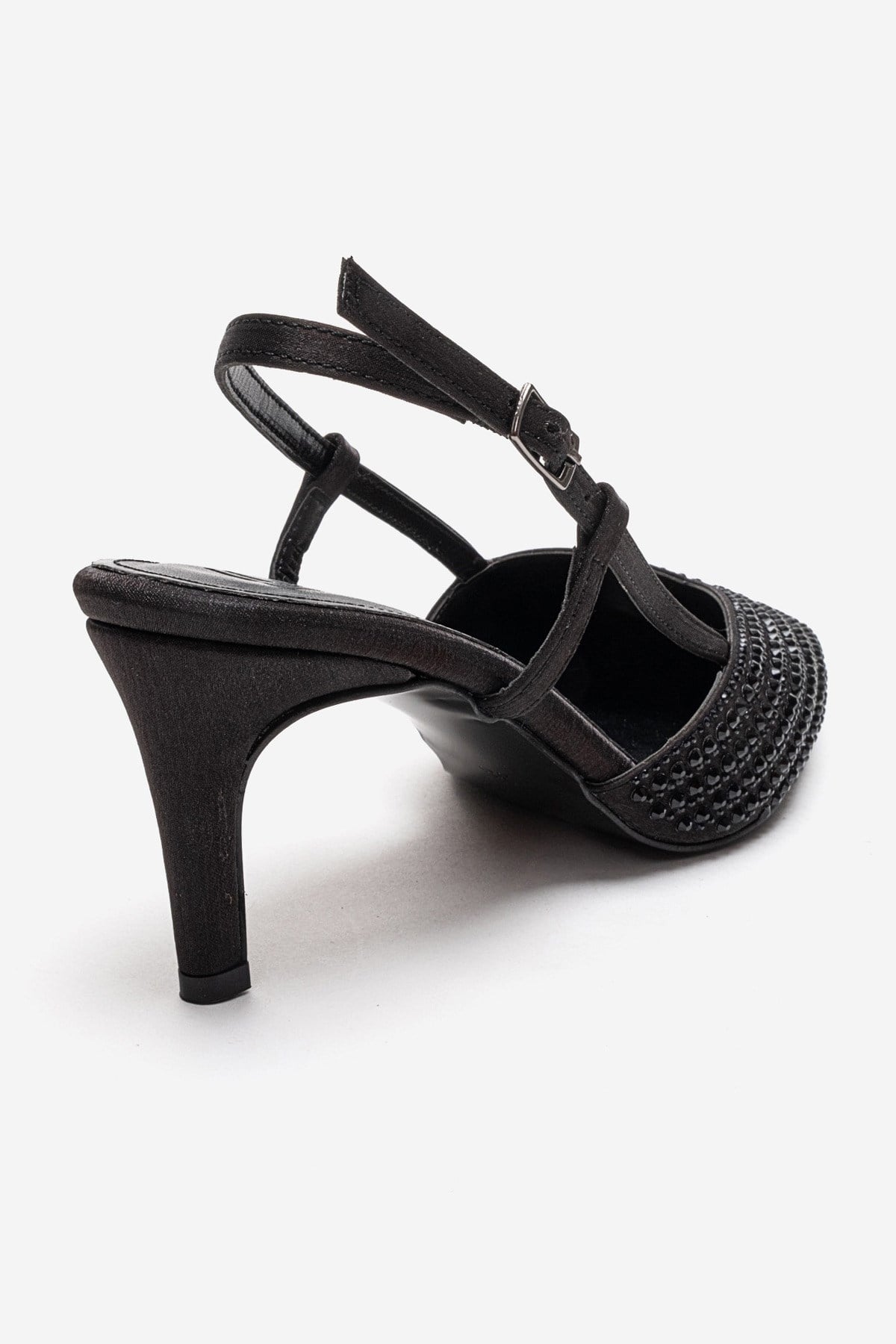 ELODIE - Black Gem-Embellished Thin Heel Stiletto Pump Genuine Leather (Women)