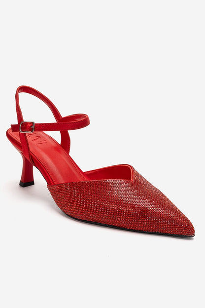 NIVORA - Zapatilla de tacón de aguja roja (Mujer)