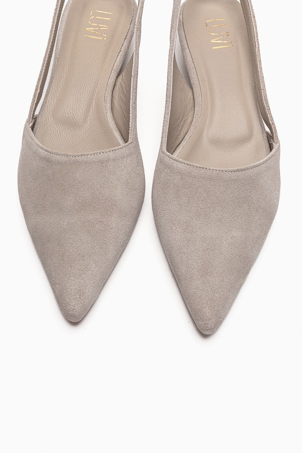 BERLINA - Zapato de tacón bajo beige de piel genuina (Mujer)