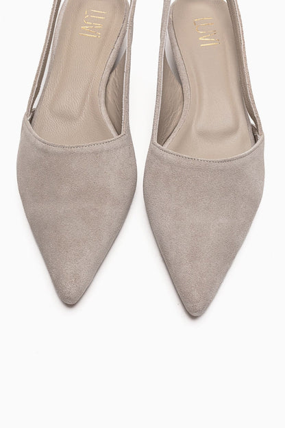 BERLINA - Zapato de tacón bajo beige de piel genuina (Mujer)