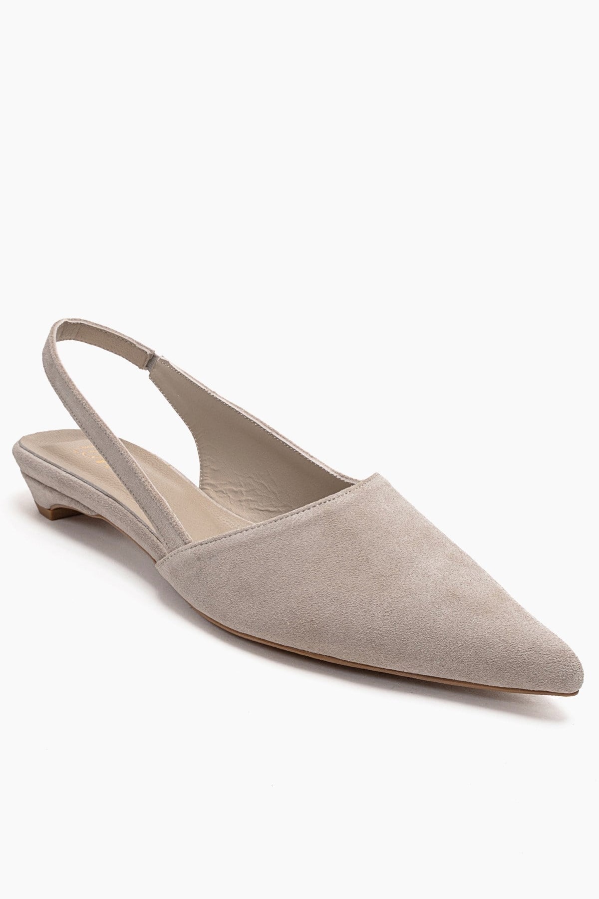 BERLINA - Zapato de tacón bajo beige de piel genuina (Mujer)