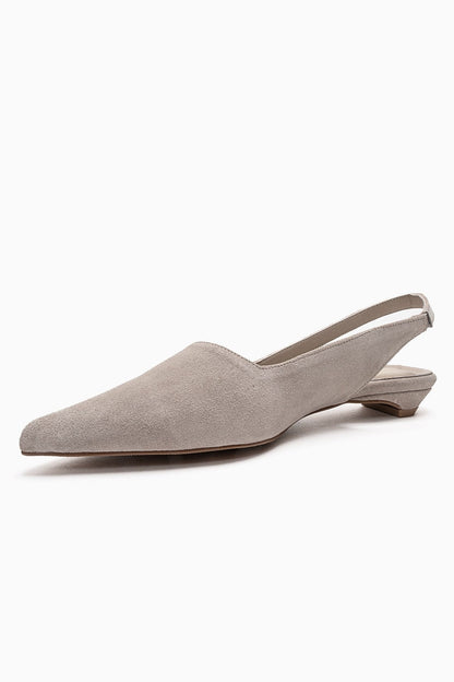 BERLINA - Zapato de tacón bajo beige de piel genuina (Mujer)