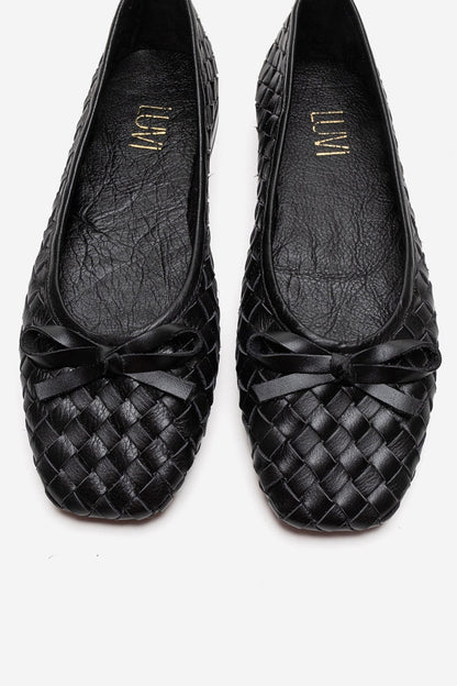 GAREN - Black Genuine Leather Ballet Flat (Women)