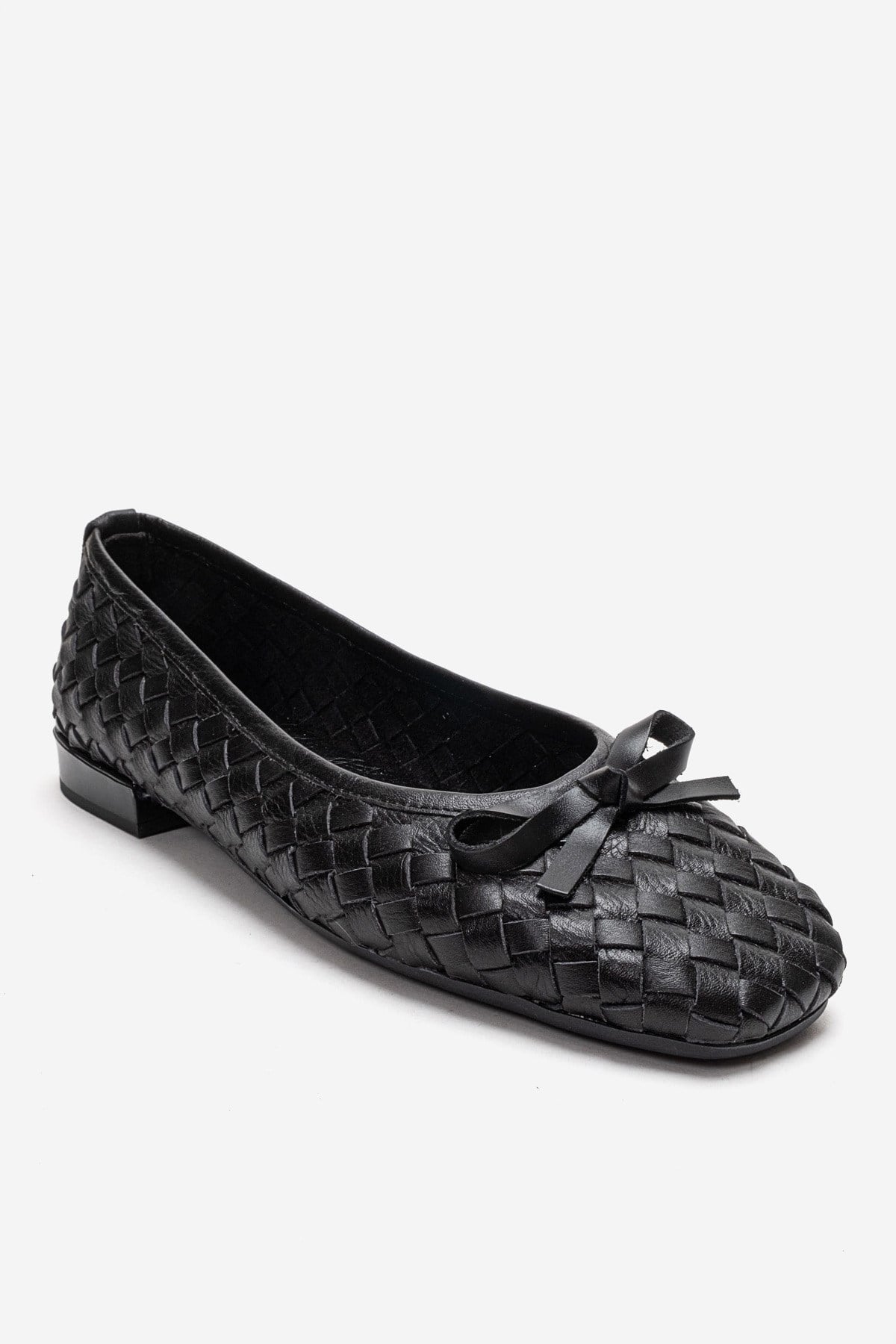 GAREN - Black Genuine Leather Ballet Flat (Women)