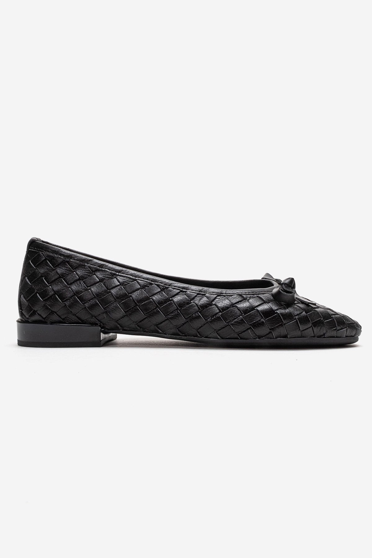 GAREN - Black Genuine Leather Ballet Flat (Women)
