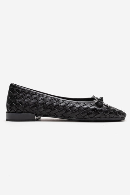 GAREN - Black Genuine Leather Ballet Flat (Women)