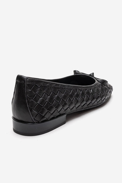 GAREN - Black Genuine Leather Ballet Flat (Women)