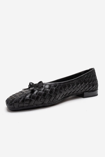 GAREN - Black Genuine Leather Ballet Flat (Women)