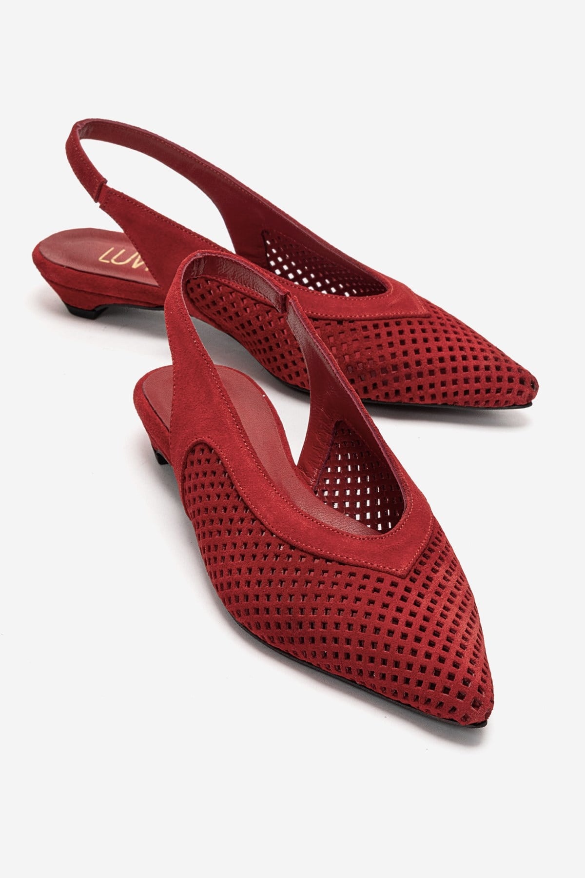 LIEVE - Zapato de tacón bajo de piel auténtica roja (Mujer)