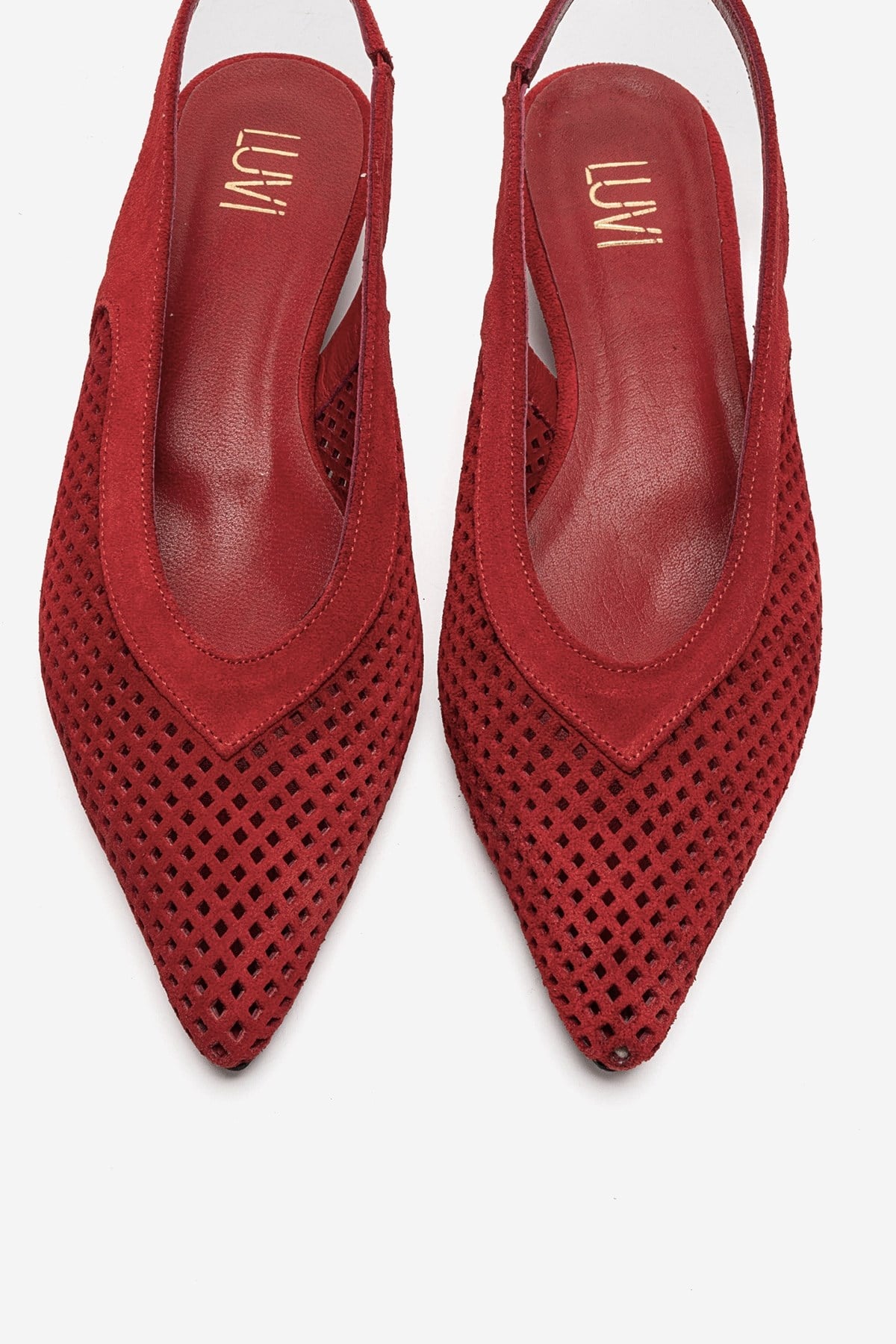 LIEVE - Zapato de tacón bajo de piel auténtica roja (Mujer)
