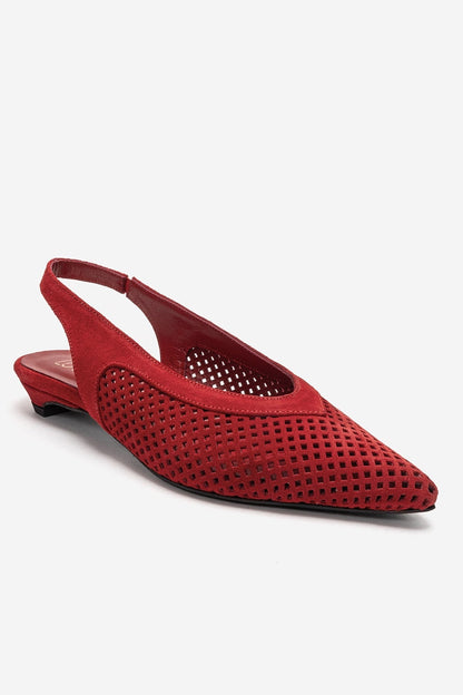 LIEVE - Zapato de tacón bajo de piel auténtica roja (Mujer)