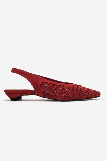 LIEVE - Zapato de tacón bajo de piel auténtica roja (Mujer)