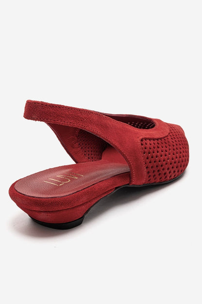 LIEVE - Zapato de tacón bajo de piel auténtica roja (Mujer)