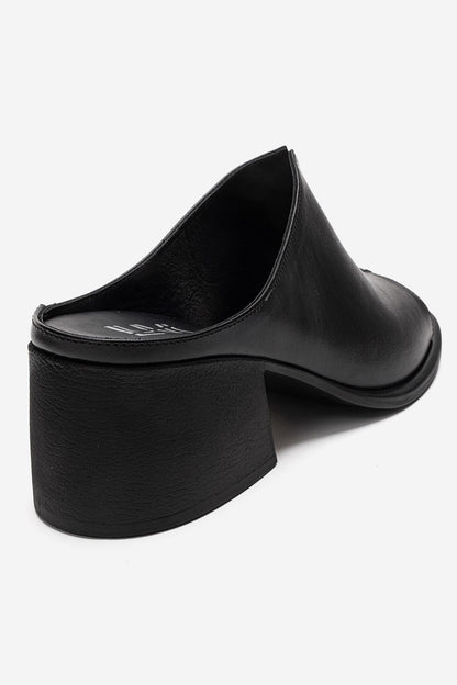 SOREX - Black Genuine Leather Block Heel Mule (Women)