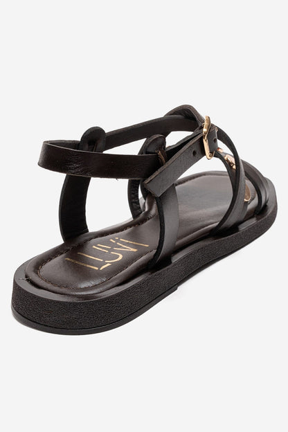 Poole - Brown Genuine Leather Multi-Strap Sandal (Women)