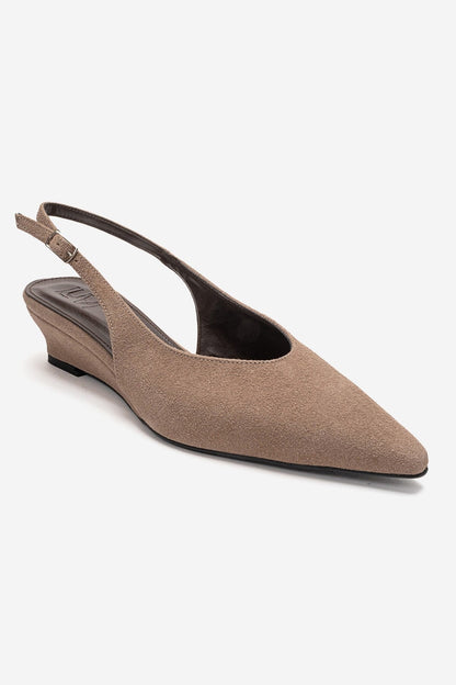 Rosella - Taupe Mini Wedge Heel Slingback Shoe (Women)