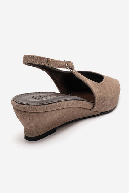 Rosella - Taupe Mini Wedge Heel Slingback Shoe (Women)