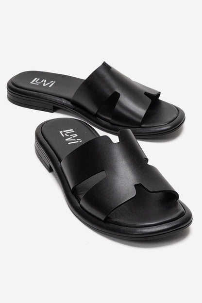 BRIO - Diapositiva de cuero genuino negro (mujer)