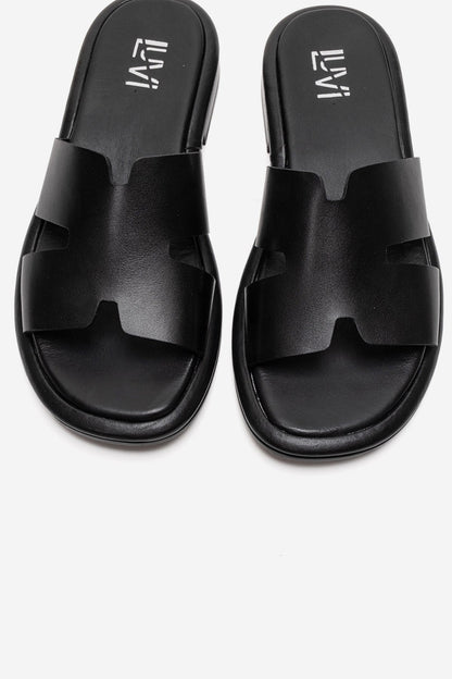 BRIO - Diapositiva de cuero genuino negro (mujer)
