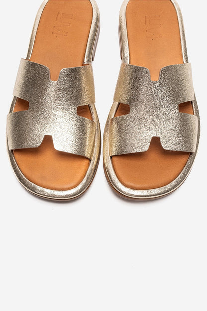 BRIO - Gold Genuine Leather Slide (Women)