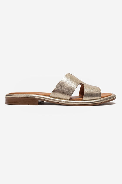 BRIO - Gold Genuine Leather Slide (Women)