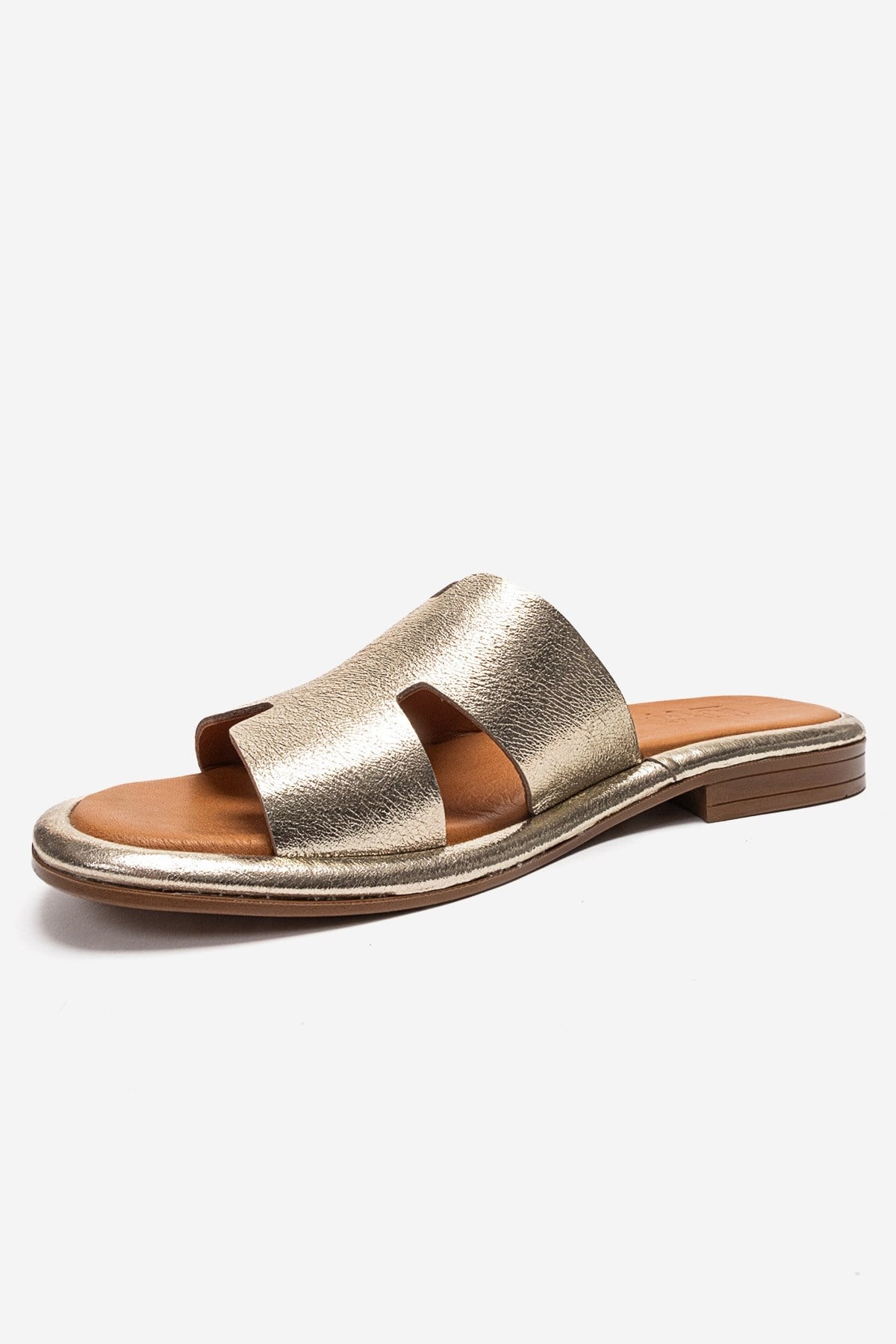 BRIO - Gold Genuine Leather Slide (Women)
