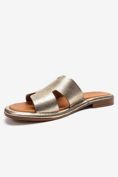 BRIO - Gold Genuine Leather Slide (Women)