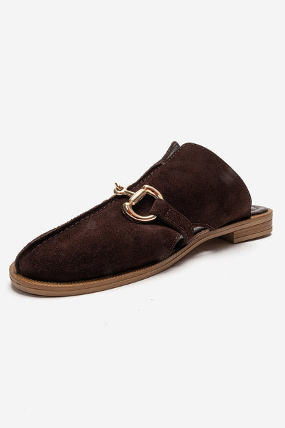 FAVOR - Brown Genuine Leather Closed-Toe Mule (Women)