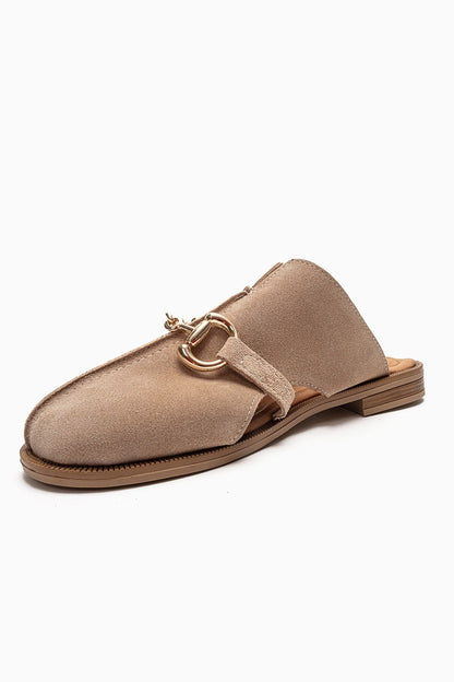 FAVOR - Beige Genuine Leather Closed-Toe Mule (Women)