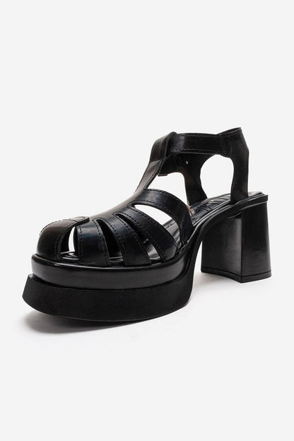 ROVENA - Black Platform Block Heel Sandal (Women)