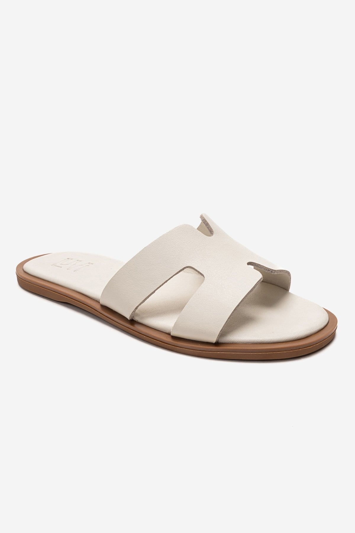 BIORA - Sandalia Deslizante de Cuero Genuino Blanco Roto (Mujer)