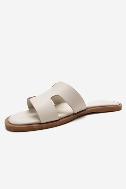 BIORA - Sandalia Deslizante de Cuero Genuino Blanco Roto (Mujer)