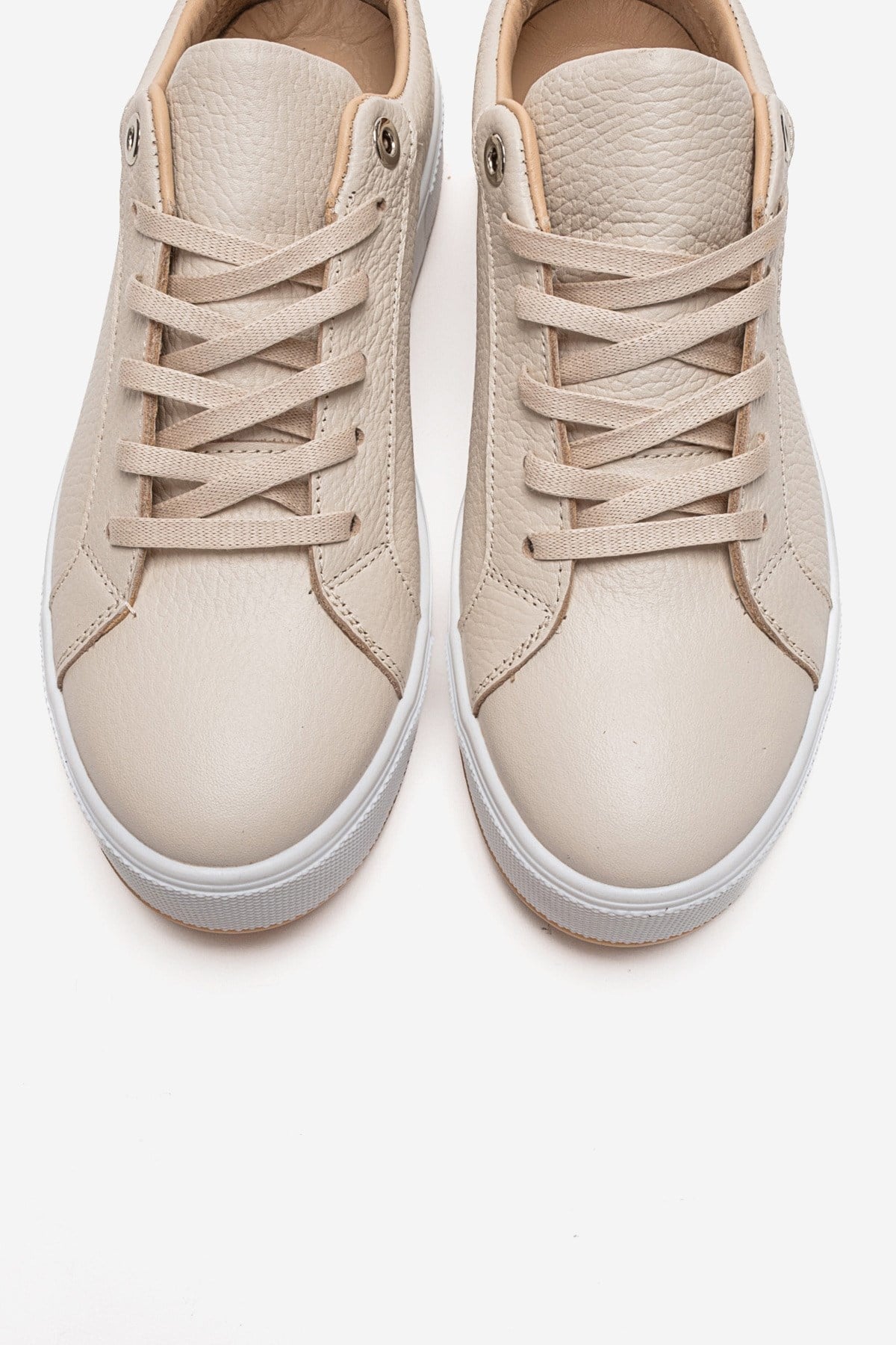PALLEN - Zapatillas informales de cuero genuino color beige (mujer)