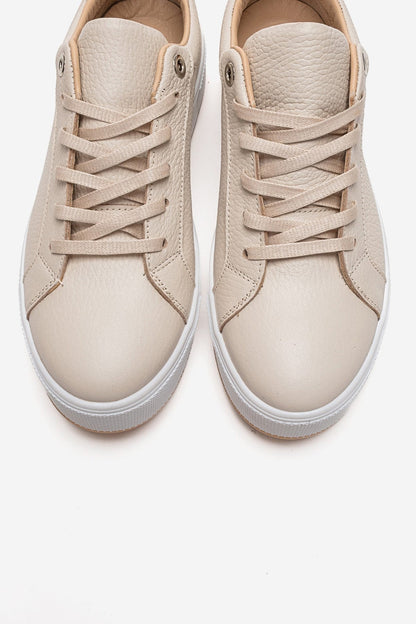 PALLEN - Zapatillas informales de cuero genuino color beige (mujer)