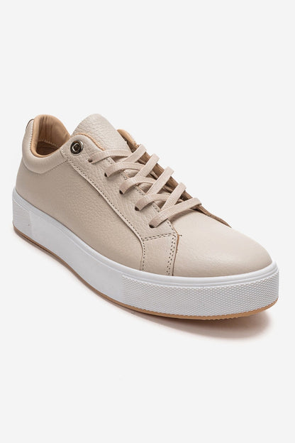 PALLEN - Zapatillas informales de cuero genuino color beige (mujer)