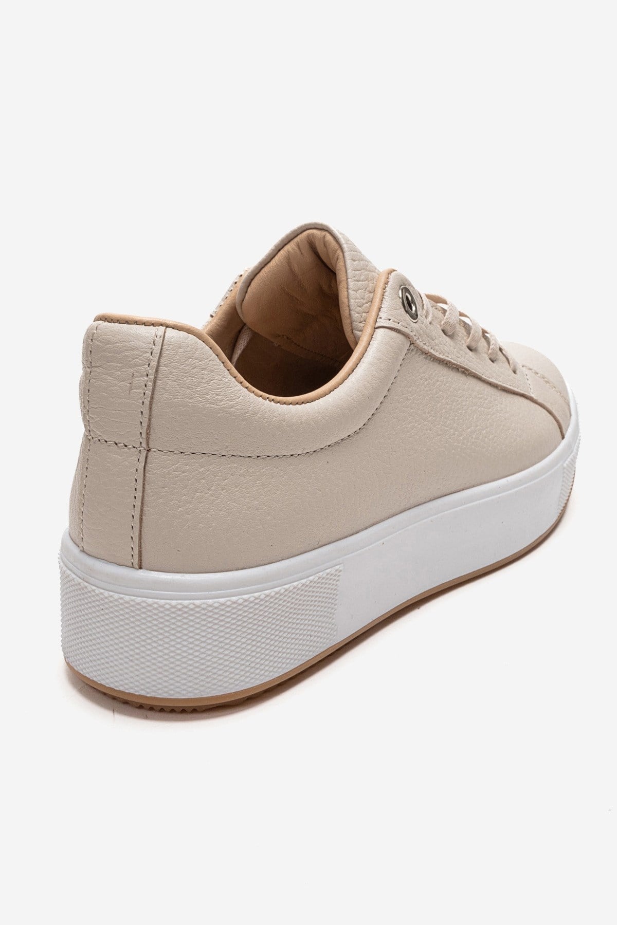 PALLEN - Zapatillas informales de cuero genuino color beige (mujer)