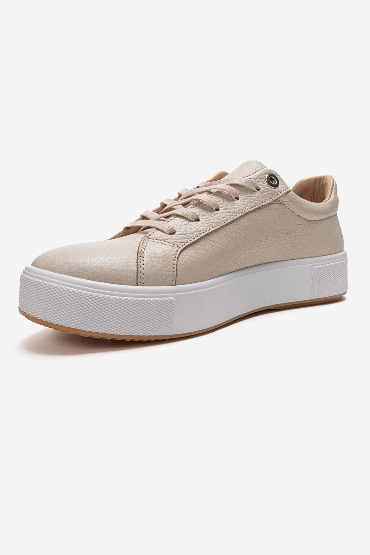 PALLEN - Zapatillas informales de cuero genuino color beige (mujer)