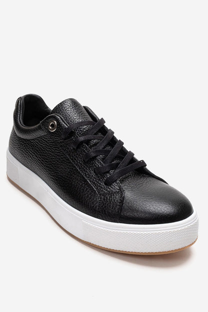 PALLEN - Black Genuine Leather Casual Sneaker (Women)
