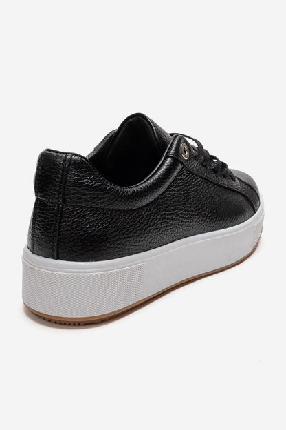PALLEN - Black Genuine Leather Casual Sneaker (Women)